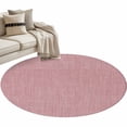 thumbnail image 2 of Round Area Rug 3 Ft, Vintage Nude Pink Washable Non-Slip Circle Carpet for Living Room/Bedroom, Farmhouse Retro Solid Color Linen Texture Low-Profile Small Floor Mats Collection Rugs for Indoor, 2 of 7