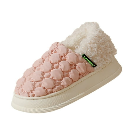 

NECHOLOGY Glass Slippers for Women Heels 2022 New Women s Autumn And Winter Puff Indoor Home Non House Slippers Women Shoes Pink 6.5