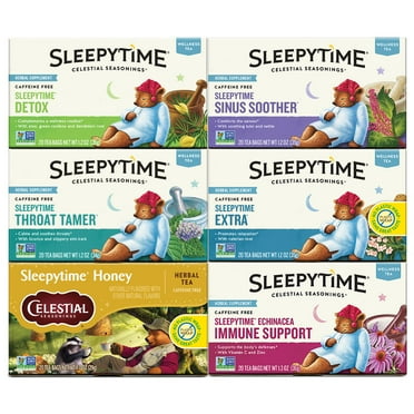 Celestial Seasonings Sleepytime Wellness Herbal Tea Bags Variety Pack (20 Count, 6 Pack)