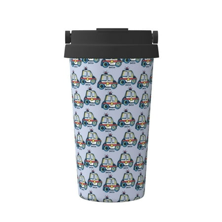 

Fuzoiu Police Car Print Stainless Steel Travel Mug Vacuum Insulated Coffee Travel Mug Reusable Coffee Cup for Hot and Cold