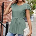 thumbnail image 5 of Mittory Women's Peplum Tops Tie Flutter Short Sleeve Blouse Eyelet Peasant Lace Top, 5 of 7