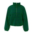 thumbnail image 4 of felwors Women's Long Sleeve Cropped Sherpa Fleece Plaid Jacket Casual Chunky Teddy Fleece Outerwear Mint Green, XL, 4 of 5