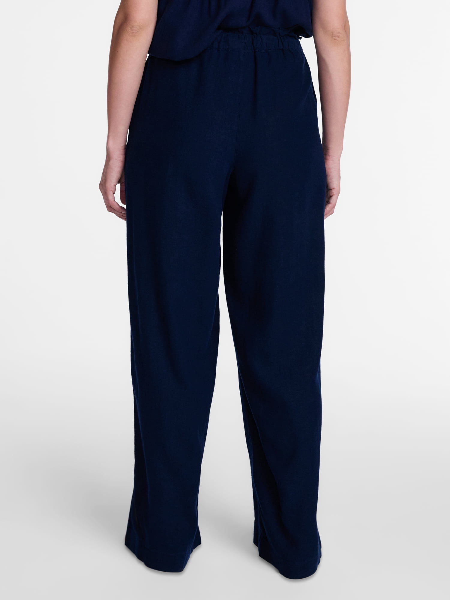 Time and Tru Women's Wide Leg Linen Blend Pants, Sizes XS-4X