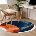 thumbnail image 5 of Navy Blue Burnt Orange Large Area Rugs for Bedroom Living Room, Soft Non Slip Carpet Bedside Rug, Boho Art Modern Geometric Round Floor Cover Kitchen Accent Rug 3' for Dining Room/Office, 5 of 9