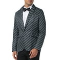 thumbnail image 4 of BLAZER a rayas INSPIRE CHIC para hombres, chaqueta de traje con patrón de rayas, abrigo de negocios deportivo, L negro, 4 of 4