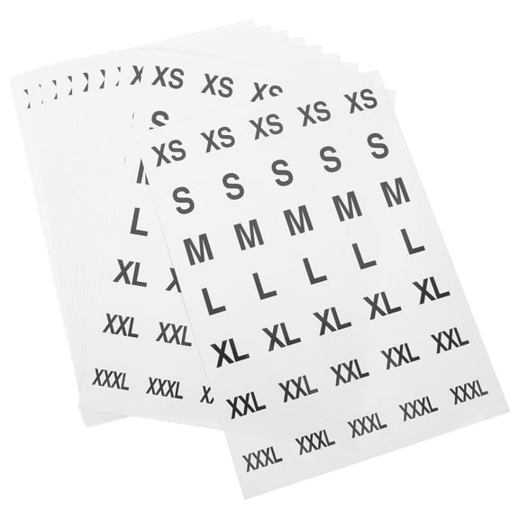 Luxshiny 350-Pack Black Adhesive Size Labels for Apparel Retail - Ideal for T-Shirts, Sweaters, Coats and Clothing Items