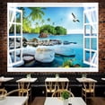 thumbnail image 1 of Tapiz de pared con diseño de ventana, 150 x 130 cm, microtela, fibra, 1 of 1