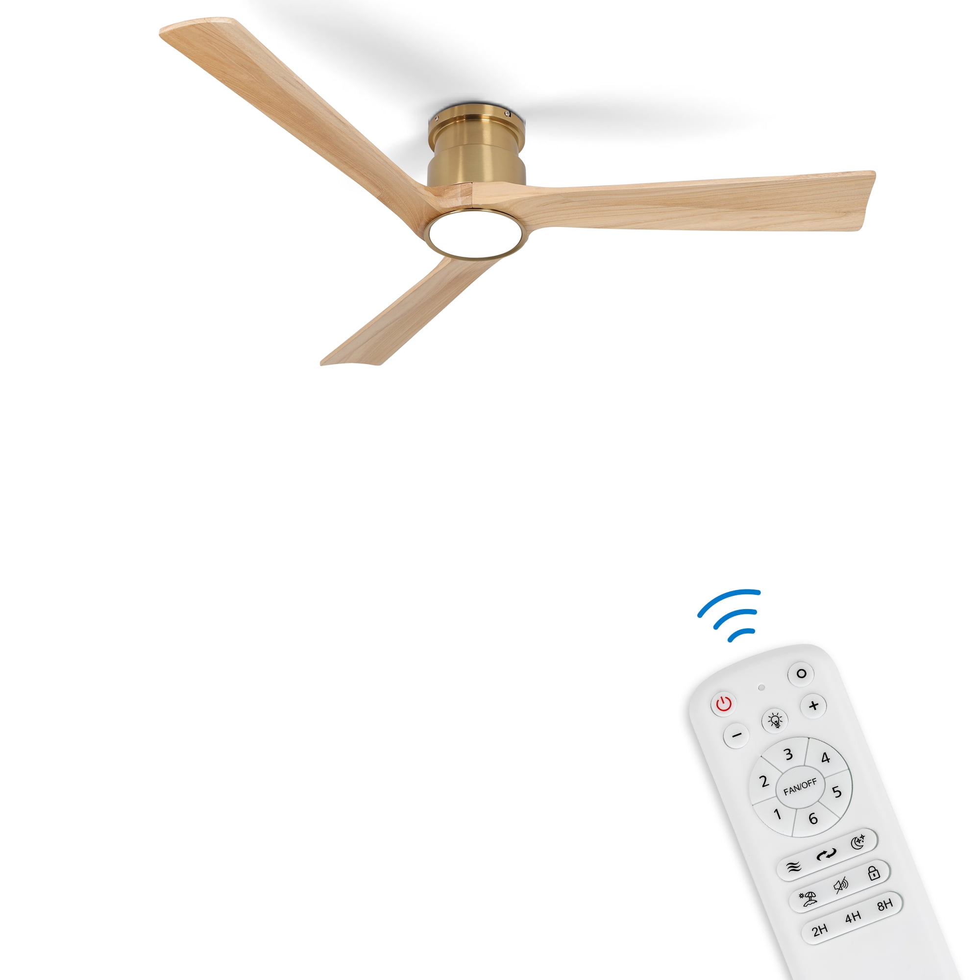 Wozzio 52-Inch Ceiling Fan with Integrated LED Light and Remote Control