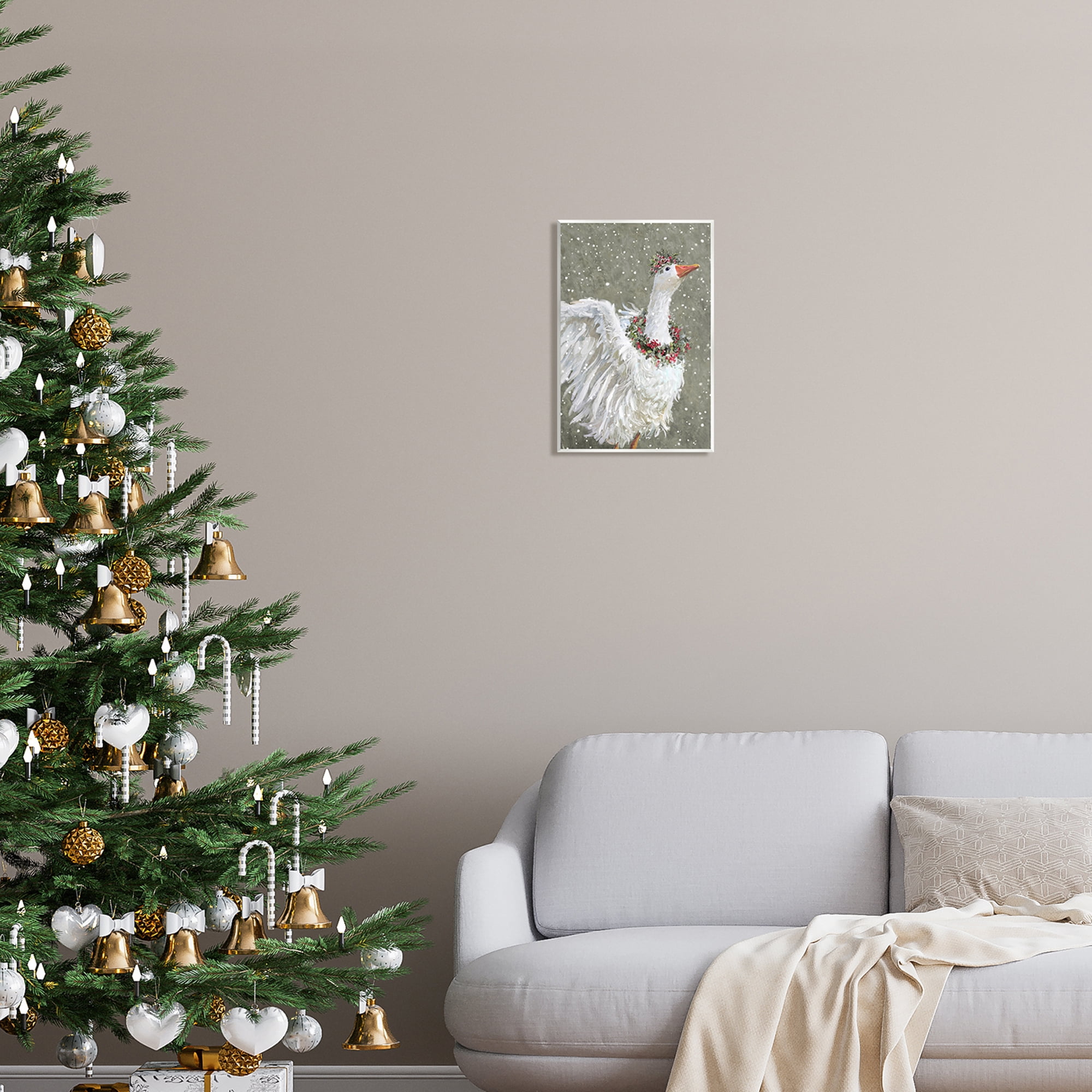 Stupell Industries Winter Goose Seasonal Botanicals Holiday Painting Unframed Art Print Wall Art