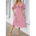 thumbnail image 3 of Smocked Tie Front Flutter Sleeve Midi Dress, 3 of 10