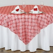Angle View: BalsaCircle 85" x 85" Coral Sequin Circles Table Overlays Wedding Party Tablecloth Decoration Catering