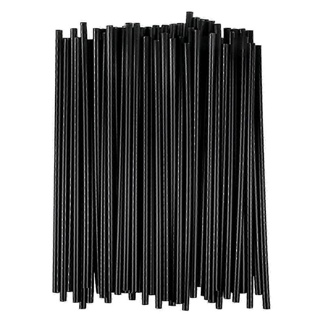 Straight tube plastic straws 500pcs black for water and beverages