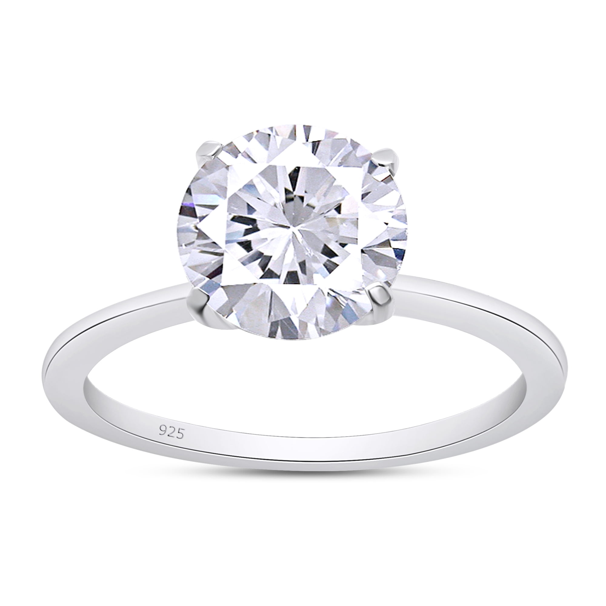 AFFY 1 Carat Moissanite Diamond Solitaire Ring for Women in 18K White Gold over Sterling Silver-4