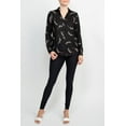 thumbnail image 5 of Premise Collar Neck Button Detail Long Sleeve Printed Crepe Top-BLACK WHITE / M, 5 of 5
