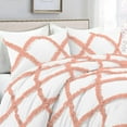thumbnail image 3 of D.N.G. BEDDINGS 3 Piece Luxury Two Tone Diamond Ruffle Pattern Comforter Set Premium Super Soft, All Season 800 Thread Count 100% Egyptian Cotton King/California King Size Peach/White Solid Color, 3 of 4