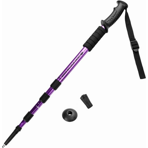 PetFurnishn 43" Shock-Resistant Adjustable Trekking Pole and Hiking Staff, Material-Aluminum, Rubber, Color-Purple