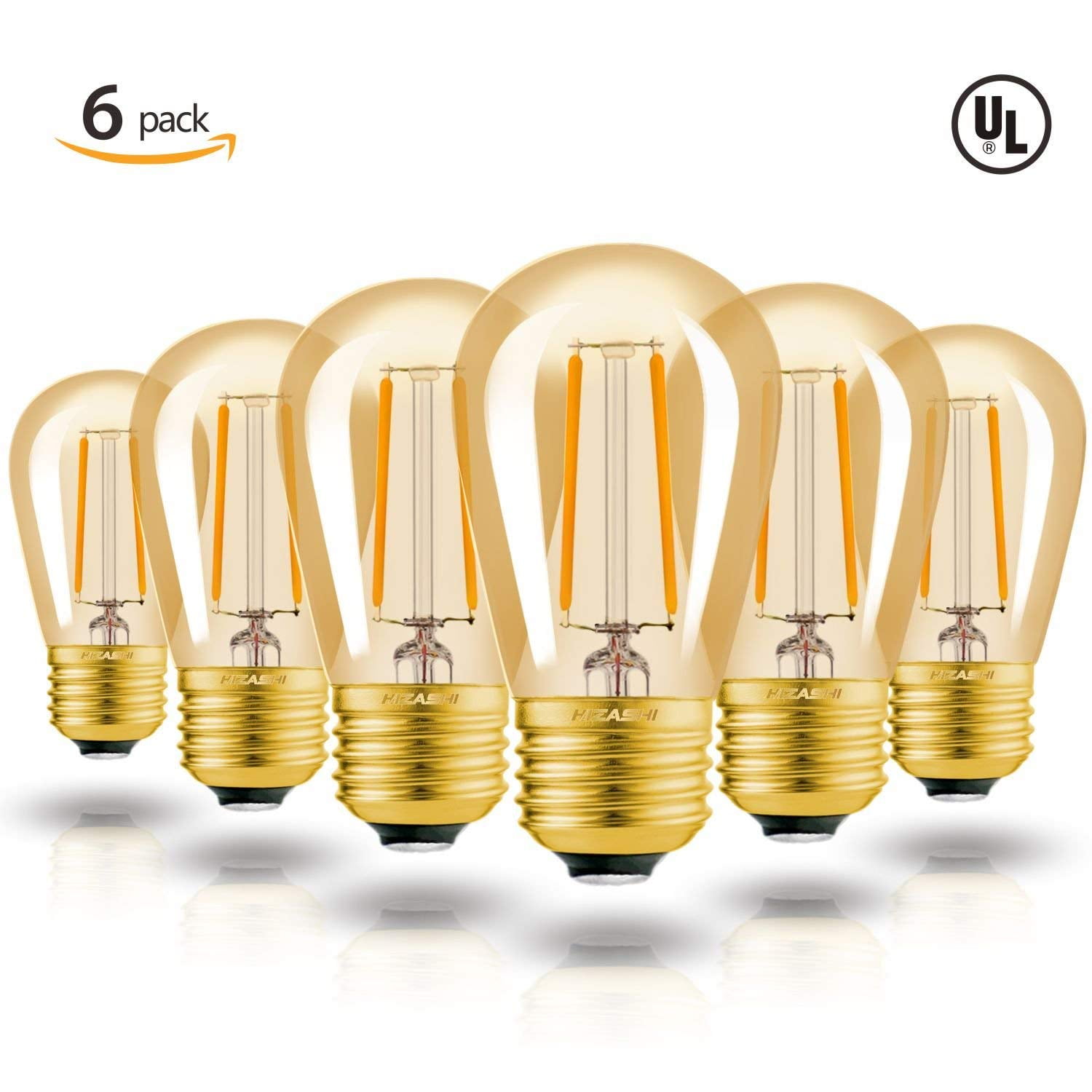2 Watt S14 Amber Replacement Glass Bulbs Dimmable E26 LED Light Bulbs
