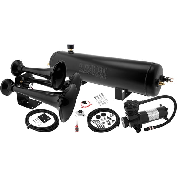 Vixen Horns Train Horn Kit for Trucks/Car/Semi. Complete Onboard System- 200psi Air Compressor, 3 Gallon Aluminum Tank, 3 Trumpets. Super Loud dB. Fits Vehicles like Pickup/Jeep/SUV VXO4830AB/3318XB