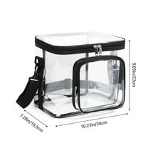 CofeeMO Clear Lunch Bag - Reusable Adult Large Lunch Box for Women and Men with Adjustable Shoulder Strap, Black
