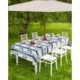 thumbnail image 3 of Navy Blue Anchor Nautical Outdoor Tablecloth - 60x102 Inch Rectangle Dining Table Cover, Coastal Ocean Blue Striped Waterproof Outdoor Table Cloth with Umbrella Hole & Zipper for Patio, 3 of 5