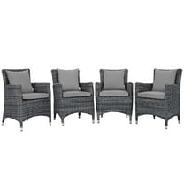 Modway Summon 4 Piece Outdoor Patio Sunbrella® Dining Set in Canvas Gray