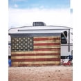 thumbnail image 5 of 4th of July RV Awning Sun Shade Screen 9'X15.3' USA Flag Mesh Sunscreen Vintage Wood Grain Stripes Awning Shade Screen with Zipper UV Blocker Completed Kits for RV Motorhome Camper Trailer, 5 of 7