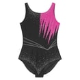 thumbnail image 5 of YONGHS Women's Gymnastic Ballet Ice Skating Dance Leotard Mesh Color Block Bodysuit Tops Dancewear Hot Pink XL, 5 of 7
