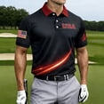 thumbnail image 4 of Men's US 250th Anniversary 3D Print Polo Shirt with Dynamic Graphic Design and Flag Motif Featuring Short Sleeve Turn-Down Collar Black XXXL, 4 of 6