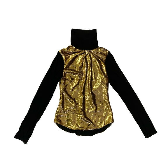 Hanley Mellon Women's Sequin Turtleneck Top 0 Yellow Gold