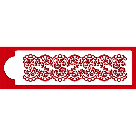 Designer Stencils C372 Alencon Lace Middle Tier Cake Stencil, Beige/semi-transparent