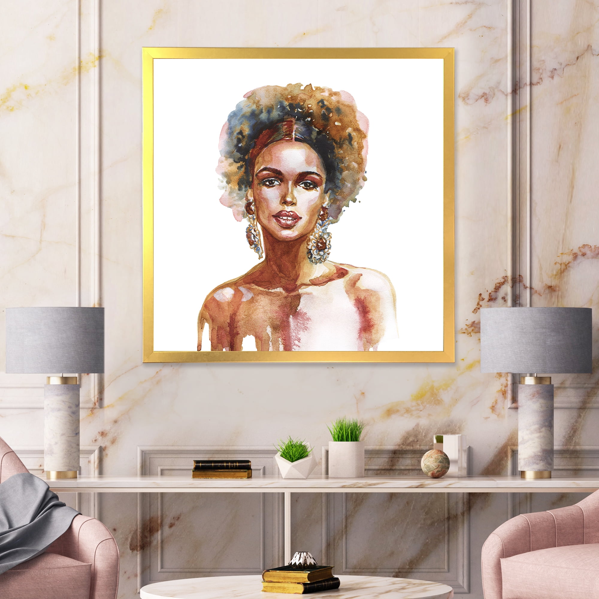 Designart 'Portrait of Afro American Woman V' Modern Framed Art Print