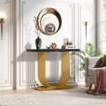 thumbnail image 3 of Tribesigns Modern Console Table, 40 Inch Modern Black Faux Marble Entryway Table with Gold Base, Narrow Accent Sofa Table with Geometric Metal Legs for Living Room, Hallway, Entrance, 3 of 5