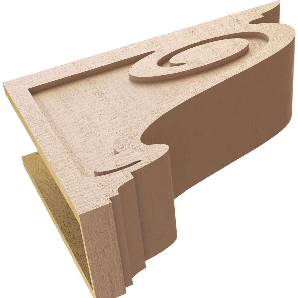 8"W x 24"D x 16"H Classic Scroll Rough Cedar Woodgrain TimberThane Corbel, Primed Tan