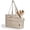Brown, variant on Lightweight Dog Purse Carrier for Small Dogs Under 15 lbs, Puffy Quilted Pet Carrier Tote for Puppies with Safety Leash Clip, Women's Hands-Free Dog Carrier Bag for Travel/Shopping (Beige)