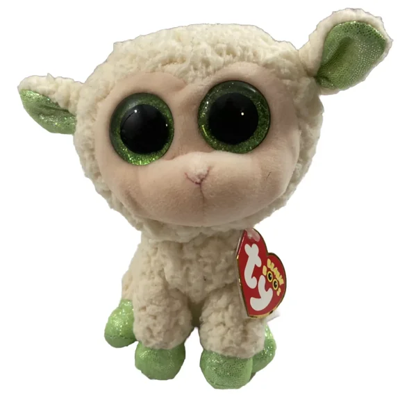 TY Beanie Boos - LALA the Lamb Easter (Glitter Eyes) (Regular Size  6" Plush)(Bonus 1 Fun Chops & 1 RANDOM TY ERASER)