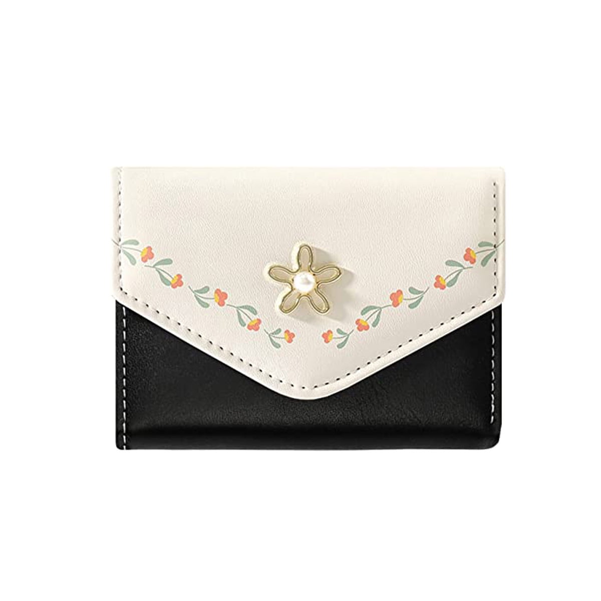  Lusofie Cute Wallet for Teen Girl PU Leather Trifold Small  Wallet Cash Pocket flowers Print Card Holder Coin Purse with ID Window for  Girls Women : Clothing, Shoes & Jewelry