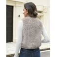 thumbnail image 5 of ieFashion Womens Faux Fur Vest Lapel Collar Sleeveless Zip Up Cardigan Vest Top Fuzzy Coats Jacket Fluffy Outwear with Pockets, 5 of 8