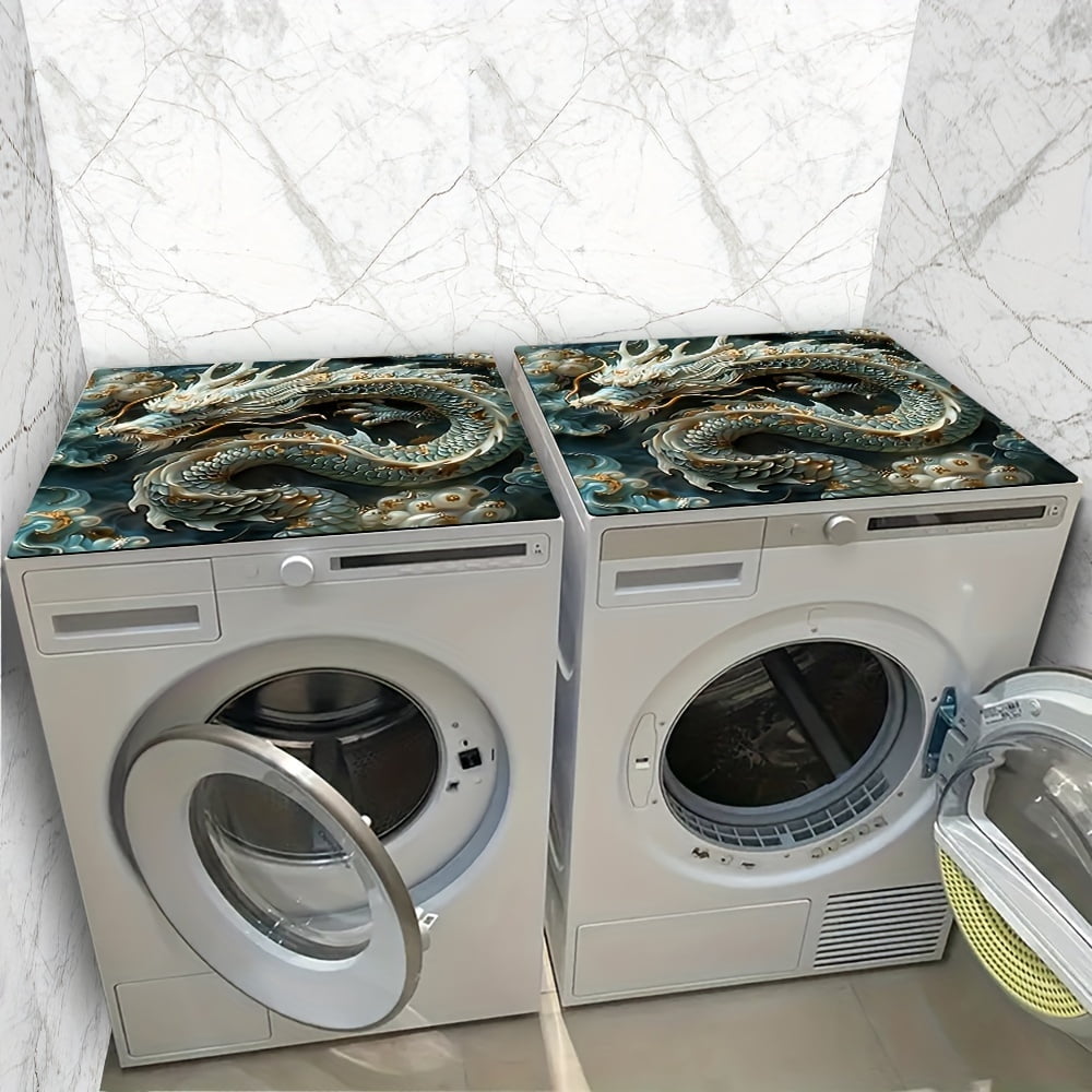 1pc, Dish Drying Pad, Dragon Pattern Washing Machine Dust Cover Pad, Washstand Drain Mat, Soft Faucet Absorbent Mat, Washstand Cup Mat, Kitchen Accessories, Bathroom Accessories
