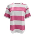thumbnail image 5 of Weikingp Striped Top Womens Tops Casual Ladies Spring Summer Solid Color Printed Casual Comfortable Women's Tops Short Sleeve Tops Tshirts Shirts For Women Pink M, 5 of 6