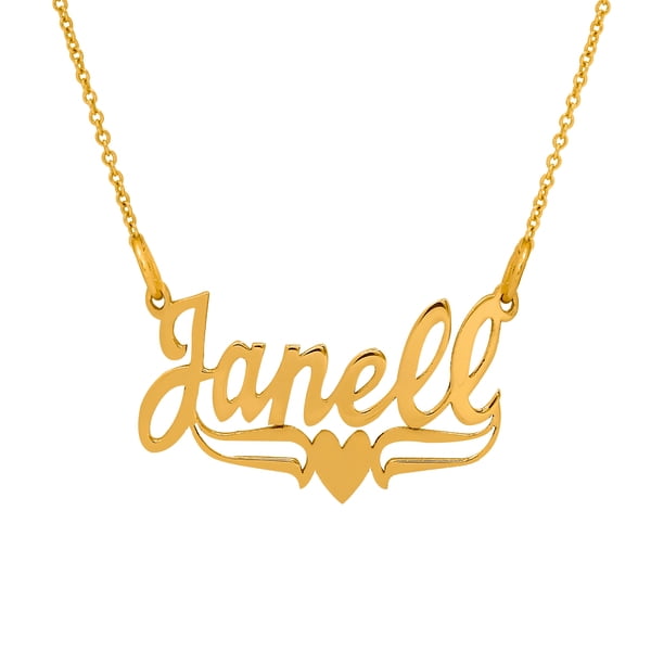 Personalized Name Necklace With Tail and Heart