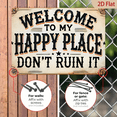 thumbnail image 2 of 1 Piece Vintage Metal Wall Sign - _Welcome to My Happy Place, Don't Ruin It_ - 8*12 Inch Rustic Aluminum Plate with Starry Details, Ideal for Home, Office, 2 of 5