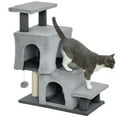 thumbnail image 1 of PawHut Cat Stairs, 4-Step Pet Stairs with Scratching Posts, Grey, 1 of 10