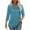 007 Sky Blue, variant on Womens Loose 3/4 Length Sleeves Tops Solid Color Round Neck Casual Blouses Outfits Pleated Front T Shirts Curved Hem