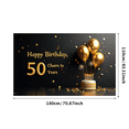 thumbnail image 1 of Golden 50th Birthday Celebration Banner Backdrop Party Decorations Happy Birthday Cheers to 50 Years Photography Props Birthday Party Decor Background, 1 of 3