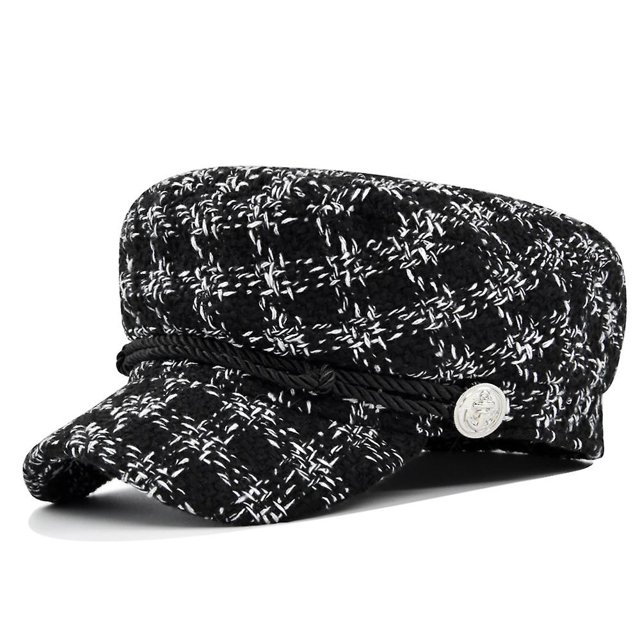 (m, 56-58cm), Negro, 1 pieza Boina Gorra de Moda para Mujer Sombreros Casuales Retro Elegante Sombrero Visera Gorra de Invierno para Dama