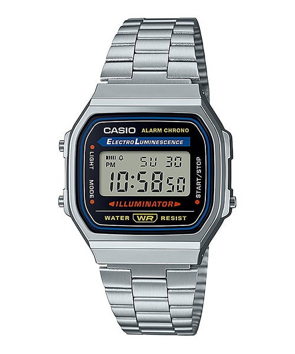 Casio Men s Classic Digital Illuminator Watch A168WA 1 Stainless Steel Wrist Water Resistant Walmart