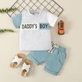 thumbnail image 2 of Taybagh Newborn Boy Outfits Letter Graphic Prints 1st Birthday Boys Clothes Kids Raglan Sleeve Tee Solid Shorts Set, 2 of 6