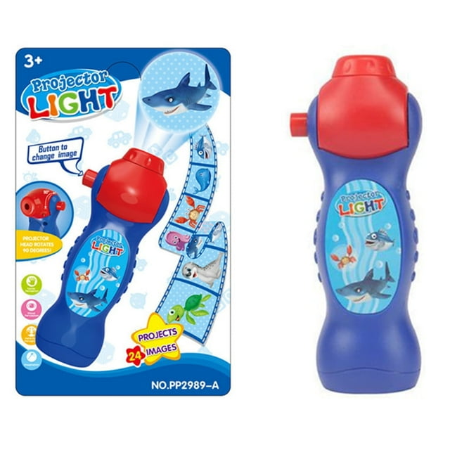 YOPTOP Kids Cartoon Torch Projector Flashlight Story Educational Learning Bedtime Night Light Gift for Children,Shark