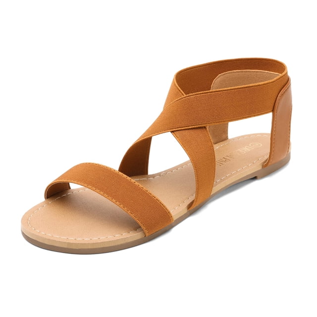 Sandalia DREAM PAIRS Elatica-6 Tan con Correa Elástica en el Tobillo