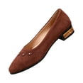 thumbnail image 3 of HTHLVMD Chaussures de Bureau, Escarpins de Travail pour Femmes, Chaussures Minimalistes en Suède, Chaussures à Enfiler pour la Marche pour Femmes, Escarpins en Suède à Talon Bas pour Femmes, Chaussures Décontractées à Bout Pointu Ornées de Rivets, Brun 6, 3 of 5